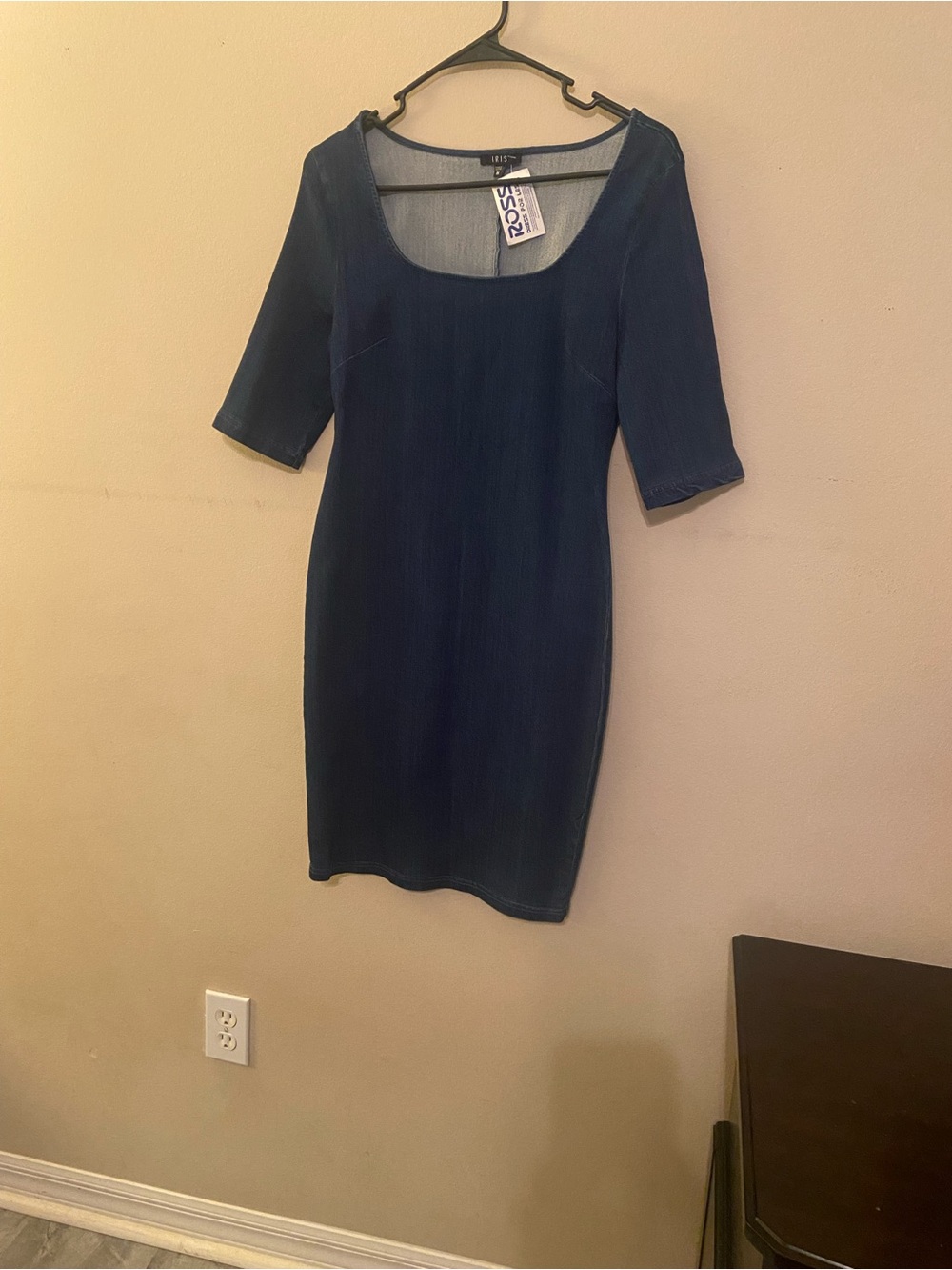 iris Dark Blue Scoop Neck Mini Dress
